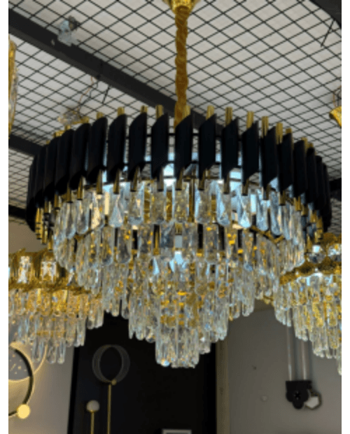Black & Gold Drum Crystal Chandelier photo 1